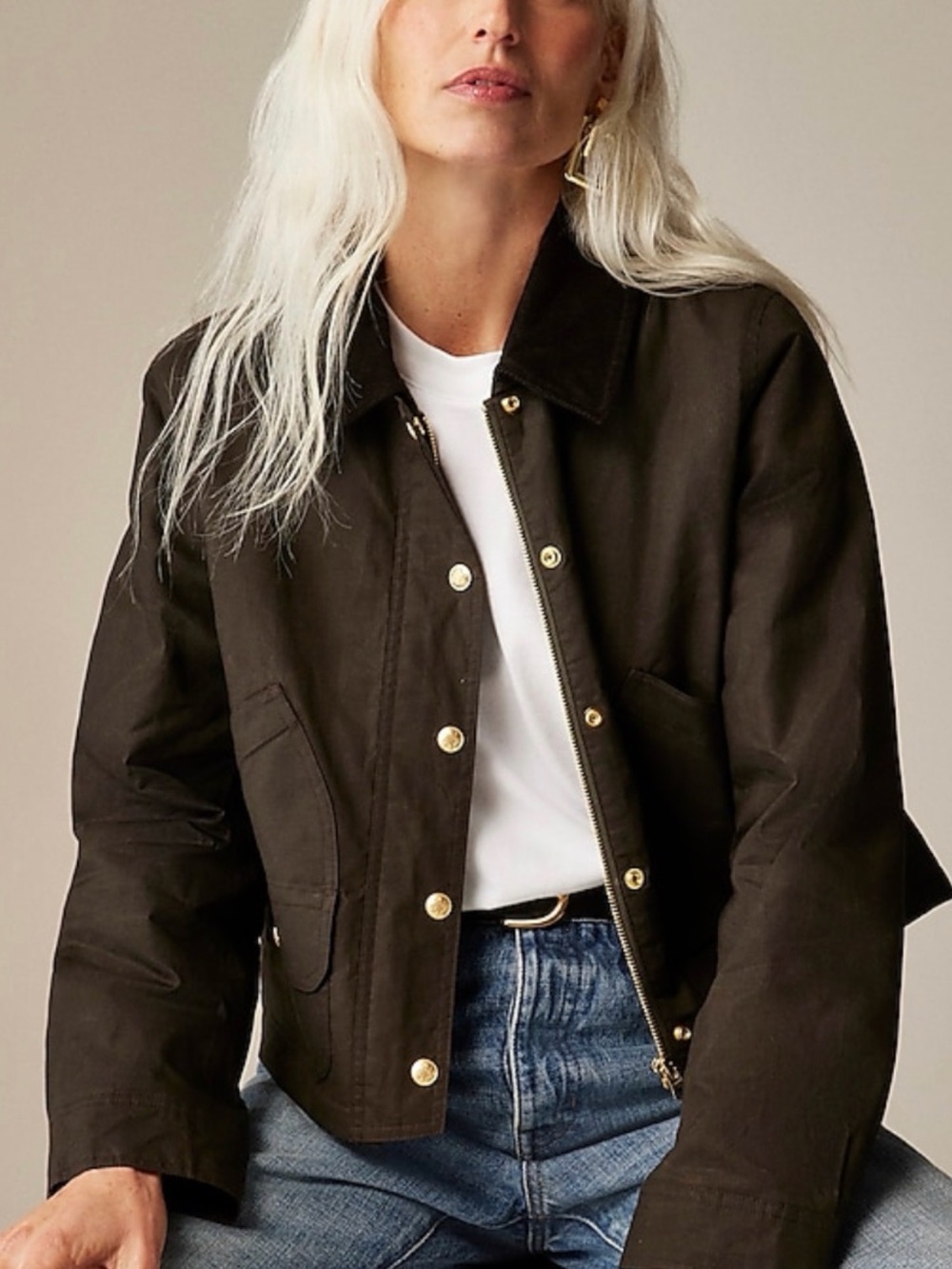 J. Crew Dark Brown Utility Jacket with Gold Hardware
